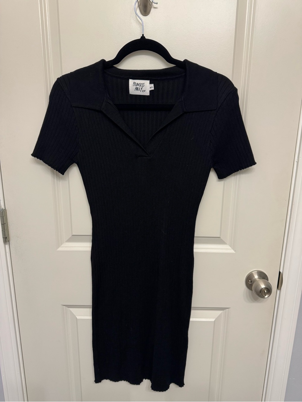 NWOT! Princess Polly Black Ribbed Polo Mini Dress
